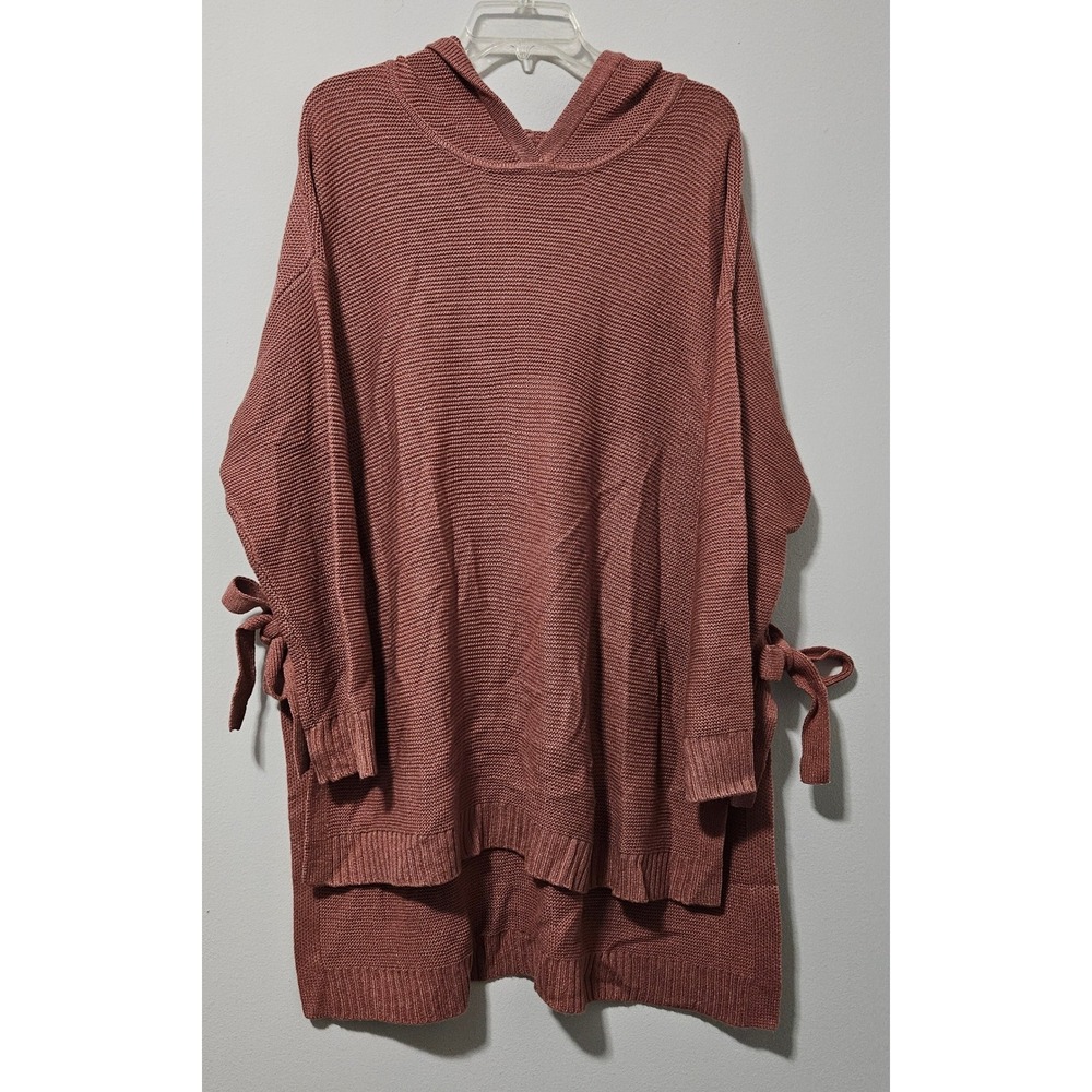Soho Street New York & Company Women XL Terracotta Knit Hoodie Side Tie Sweater